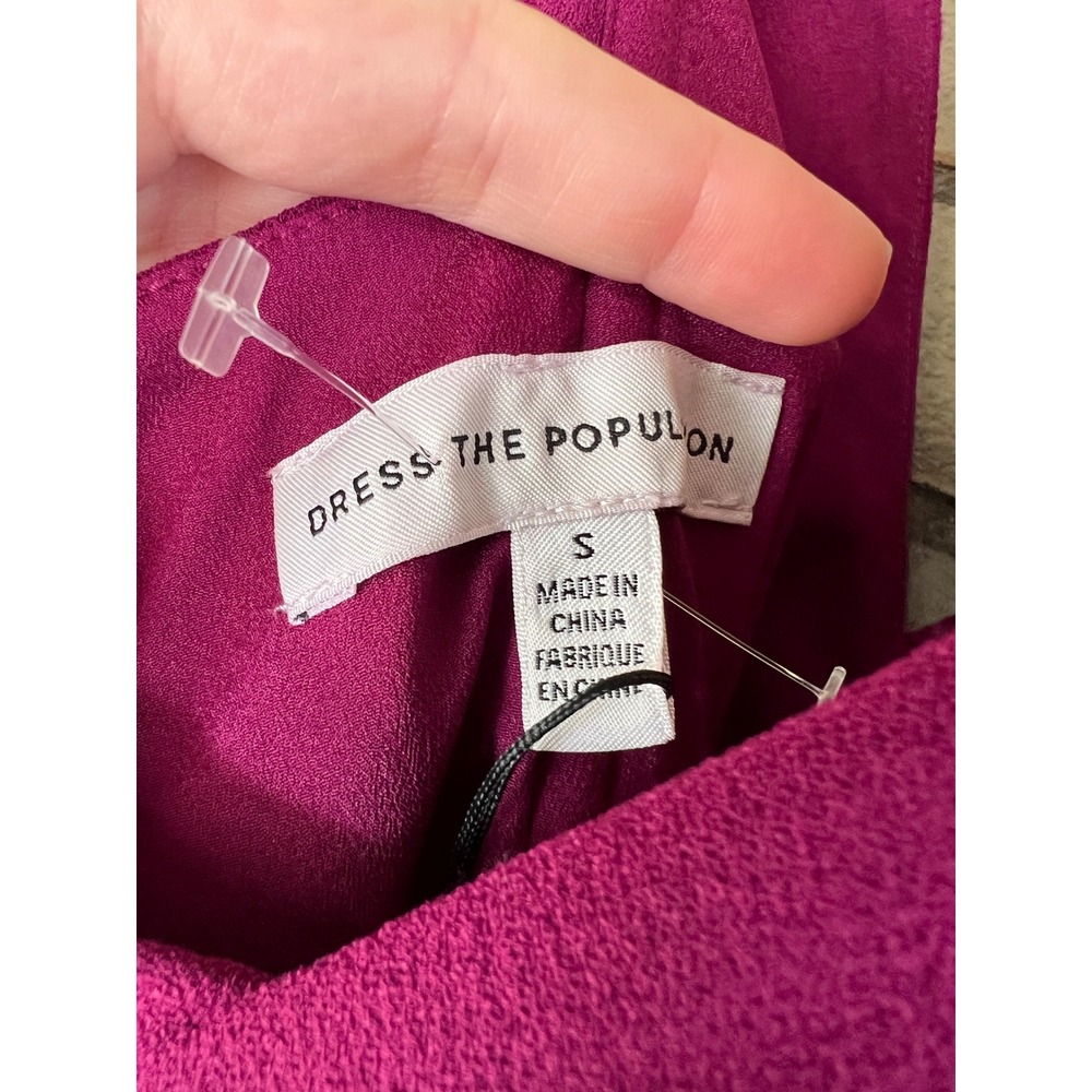Dress The Population Louisa Butterfly Slv Magenta Midi Dress Small Cocktail NWT - Picture 4 of 8